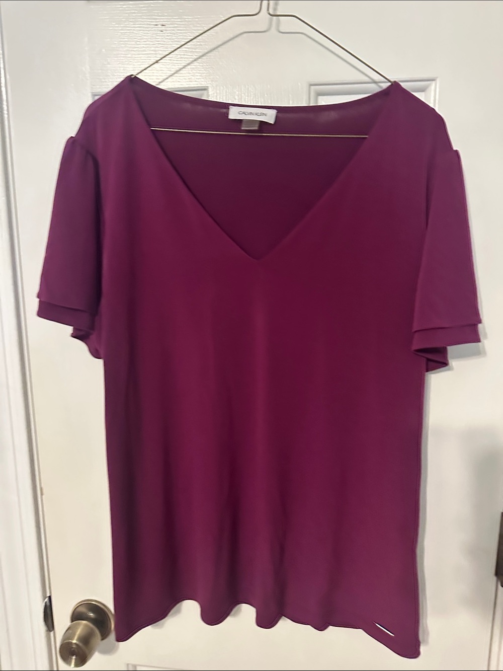 Calvin Klein Plum V-Neck Short Sleeve Top